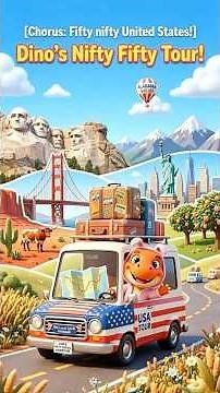 Fifty Nifty United States 🇺🇸 Learn All 50 States Song for Kids#dinofun #nurseryrhymes#funny#shorts