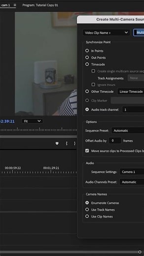 Create Multicam Source Sequence #videoediting #premierepro