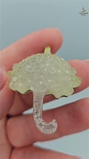 Handmade Resin Umbrella Brooch 🌧️ Raindrops Texture | Rain Inspired Design