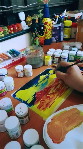Acrylic Painting | Colorful Clouds | #acrylicscenery #paintingtechniques #beginnerarttips #painting