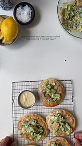 Chicken Caesar Smash Tacos Ingredients: 2 lbs minced chicken 10 mini tortillas Salt and pepper to taste Oil for cooking Caesar Dressing: 1 cup mayonnaise 2 tsp Dijon mustard Salt, to taste 3 tbsp olive oil 1 tsp Worcestershire sauce 2 tsp lemon juice 2-3 cloves garlic, freshly minced 1 tsp black pepper Caesar Salad: 1 large romaine lettuce, diced 1/3 cup parmesan cheese, shredded or shaved 1 cup croutons Method: Prepare the Chicken: Divide the minced chicken into 10 equal portions. Place 2-3 tab