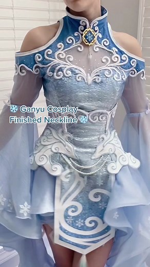 Ganyu Cosplay Finished Neckline: Dress Wave Pattern