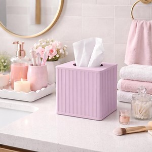 Pink Square Tissue Box Cover | Various Other Colors Available | Fluted Kleenex/puffs Cube Cover | Bathroom Decor | Home Decor - Etsy