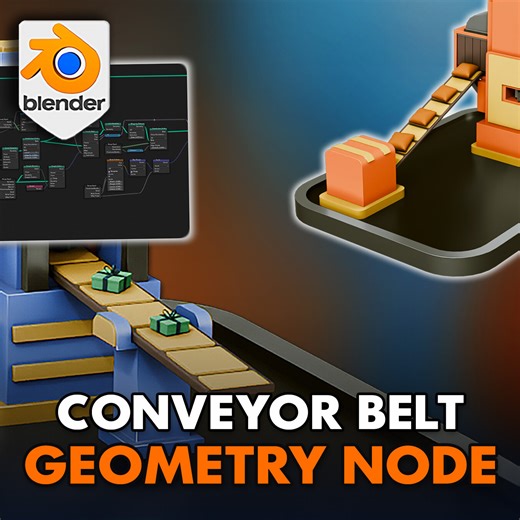 Blender Conveyor Belt Geometry Node by 3D TUDOR, 3D Tudor