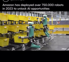Evolving AI on Instagram: "A robotic revolution is happening 🤯🤖 Amazon deployed 750,000+ robots in 2023 alone. This surge reflects how AI, robotics, and computer vision are increasingly taking over tasks once done by humans, a trend set to accelerate over the next decade. 🎥: @agility_robotics & @InsideAmazon ______ #ai #chatgpt #aitools #openai #aitips #machinelearning"