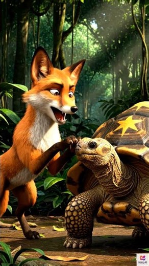 Slow but Smart – The Turtle and the CleverFox#MoralStory#LifeLesson#Shorts #aianimation#Storytelling