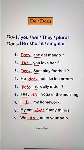 Use of ‘do and does ‘ 🙏🏻📚👩🏻‍🏫 #learnenglish #education #grammar #spokenenglish