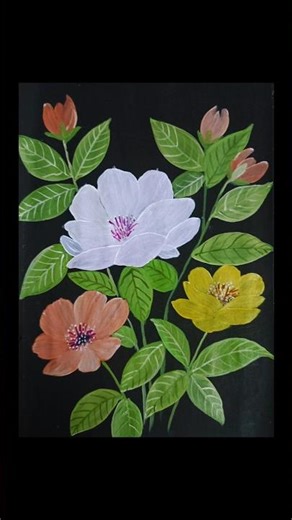 Acrylic flowers painting ll floral art