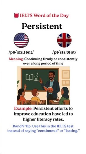 IELTS Word of the Day: Persistent. #ieltsvocabularyenglish #ieltsspeakingpractice #ieltsvocabulary