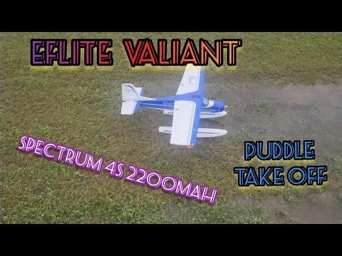 Eflite valiant on floats puddle take off