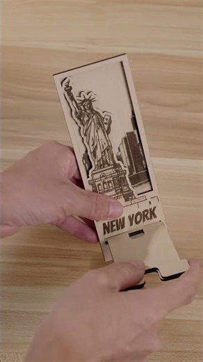 Statue of Liberty Phone Stand 🗽🔥 Laser-Cut Wood Desk Upgrade + DIY Gift Idea #atomstack #woodworking
