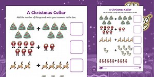 A Christmas Collar Addition to 10 Worksheet