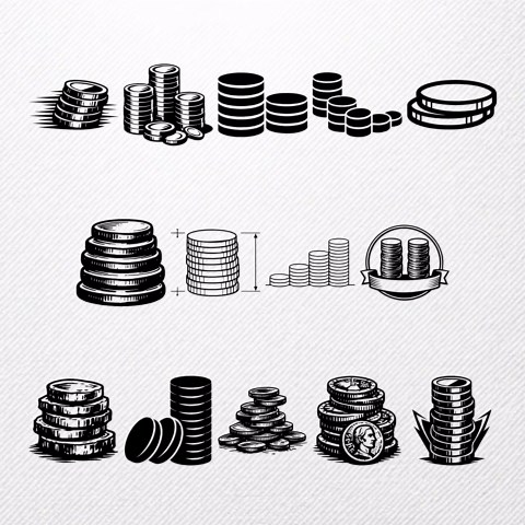 Coin Stack SVG Bundle, 44 Money Pile Silhouette Designs, Token Clipart for Cricut, Currency PNG, Treasure Vector, Game Coin Svg - Etsy