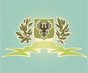 Green shield with eagle. Vector illustration. Please see also: