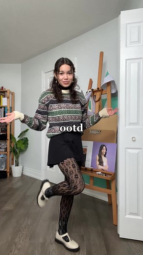 Winter Outfit Inspiration: Skirt with Grandpa Sweater | OOTD