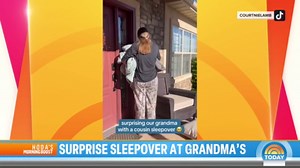 Grandma sheds tear after grandchildren surprise her with sleepover