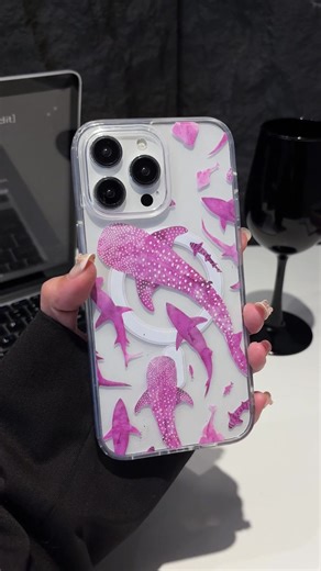 Dreamy Pink Whale Shark Phone Case Design