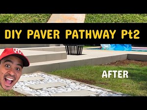 DIY PAVER, PEBBLE & COBBLE PATHWAY l Part 2 - Paver Install, Pebblestones and Great Danes!