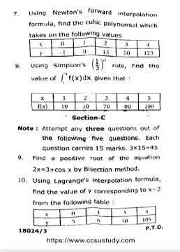 BCA-(5 sem)_2023_Numerical Methods(BCA504)_CCSU Question paper