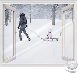 EVA Window Insulation Kit, 95x115cm White Reusable Adhesive Weatherproofing Window Insulation Kits, Window Coverings to Keep Warm