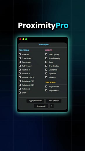 ProximityPro is a proximity-based After Effects plugin that creates smooth, dynamic animations based on distance, fast, simple, and customizable. Try it for free now: https://aescripts.com/proximitypro/ #AfterEffects #MotionGraphics #aescripts