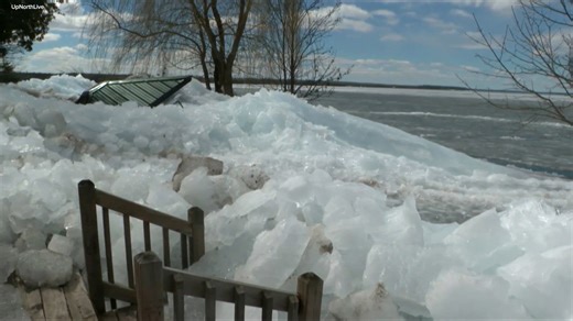 Video shows Michigan home being overtaken by chunks of ice