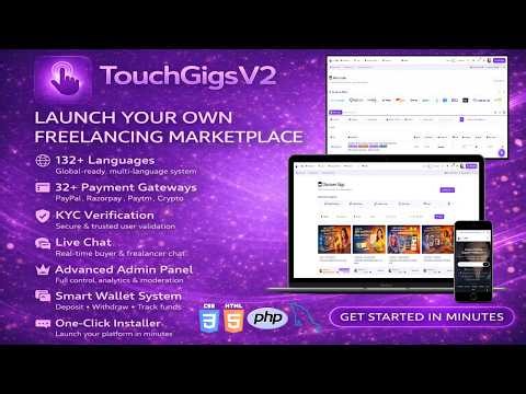 Touch Gigs V2 – Freelancing Marketplace, Micro Jobs & Gigs PHP Script Free Download