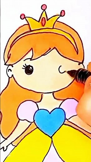 How to draw a cute Princess 👑 Step by step drawing for kids #shorts