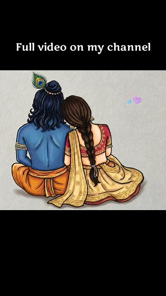 Easy Radha Krishna Drawing 💙 Janmashtami Special