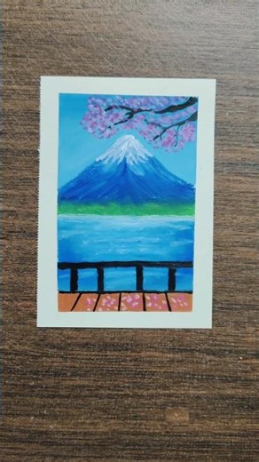 Magical Mount Fuji Sakura 🌸 | Easy Oil Pastel Scenery Drawing #mountfuji #sakura
