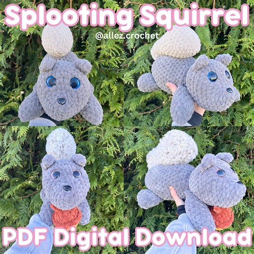Splooting Squirrel LOW-SEW Crochet Pattern PDF Digital Download Amigurumi Stuffed Animal - Etsy UK