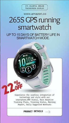Garmin Forerunner 265S Running Smartwatch, Colorful AMOLED Display, Training Metrics and Recovery 🛍️