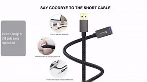 USB 3.0 Extension Cable 12 ft, USB 3.0 Type A Male to Female Long USB Extension Cable SuperSpeed 22 AWG Braid USB to USB Cable