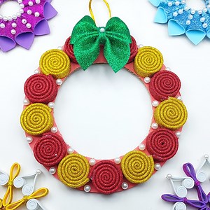 Watch how to make glitter foam christmas wreath for Christmas decorations. It's very easy and simple Christmas Wreath making tutorial. Handmade christmas tree ornaments making ideas. DIY Christmas craft 2022🎄🎄 | Creative Art & Craft Ideas