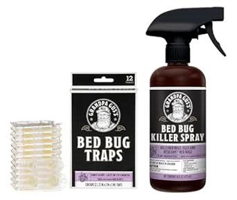 Grandpa Gus's Natural Bed Bug Killer Spray (16 fl oz) Bundled with Bed Bug Glue Traps for Home & Travel (Pack of 12)