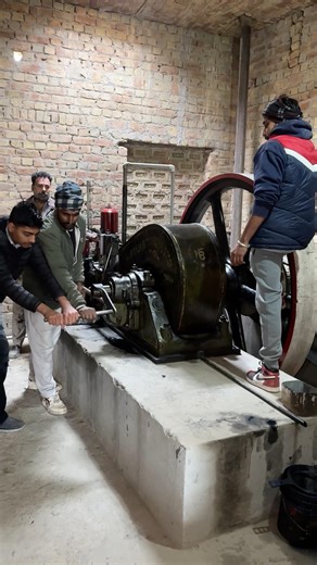 Three people started the Ruston engine in the bitter cold of the morning