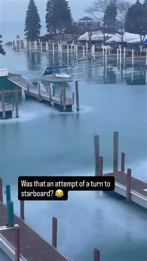 Life Raft Professionals on Instagram: "This captain is getting his money worth out of his seasonal boating. I think he was trying to make a turn but the ice stopped him 🤔 😂 #boating #seasonalboating #upnorthboating #greatlakesboating #marinesafety"