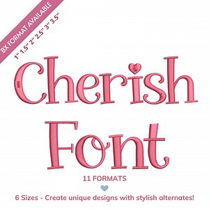 Cherish Script Embroidery Font - Modern Letters - Beautiful Machine Embroidery Alphabet - 6 Sizes - 11 Formats - Etsy