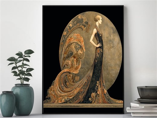 Vintage Decor: Erte Style Socialite, Art Nouveau Room Decor - Etsy