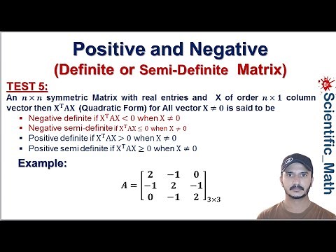Test 5 For Positive and Negative Definite or Semi-Definite Matrix with Example | Symmetric Matrix