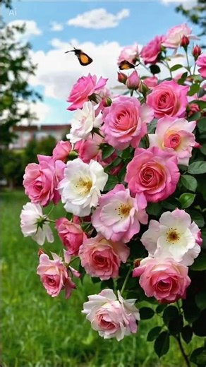 Beautiful pink and white combination colors of roses Flowers. #flower #roseflower #nature #rose #ai