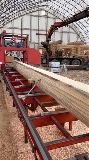 John is cranking out the roof beams for our Doug Fir build💪💪 | Langberg Log Homes