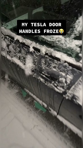 The unlatch door feature is gonna help so many people 😂🥶 #tesla #model3 #teslatok #frozen #teslamodel3 #model3performance #ice #snow #cold #colorado #amongus #amogus