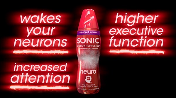 neuroSONIC | Superfruit Infusion | Functional Beverage for Focused Energy, Lightly Carbonated, Vegan & Low Sugar; 16.9 Fl Oz (Pack of 12)