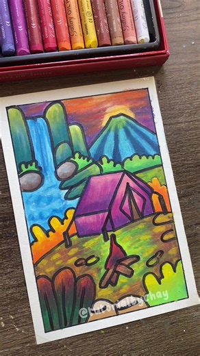 Menggambar Pemandangan dengan Teknik Mewarnai Gradasi Pelangi