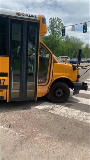 School bus turns into oncoming side from straight only lane