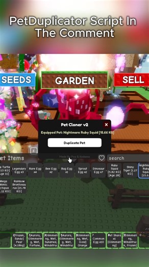 Best PetCloner Script In Grow a Garden #roblox #growagarden #PetCloning #duplicator #script | Pxz.