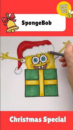Draw EASY Christmas SpongeBob! 🌲🎅 #christmasdrawing #spongebob #kidsart #christmasart