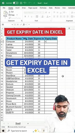 Get Expiry Date in Excel | Automatically Calculate Expiry Date #focusinguide​ #exceltips​