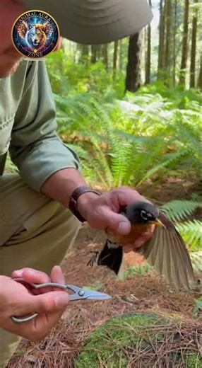 Man rescues bird tangled in string